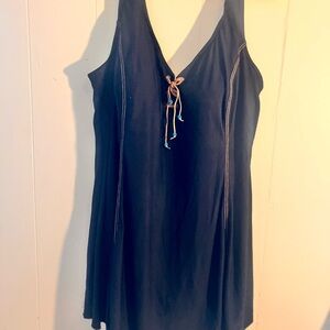 Black Sleeveless Dress with Tie Detail